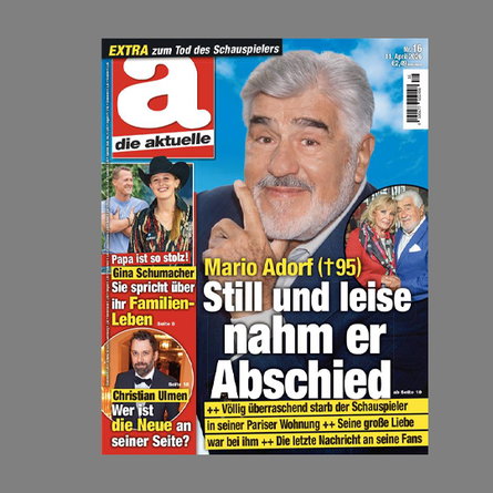 Aktualisierte Teilauflage: „die aktuelle“ widmet verstorbenen Schauspieler Mario Adorf Sonderseiten