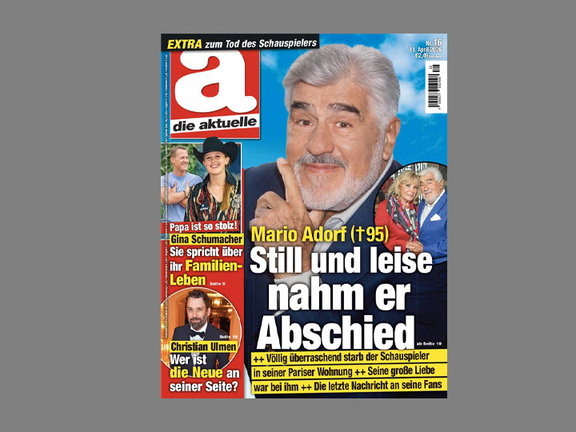 Aktualisierte Teilauflage: „die aktuelle“ widmet verstorbenen Schauspieler Mario Adorf Sonderseiten